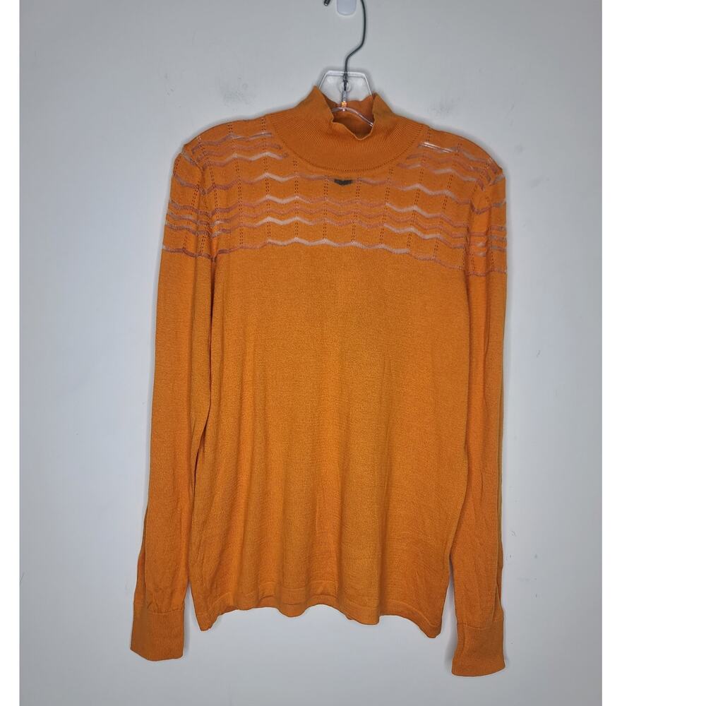 NWT August Silk orange long sleeve mock turtleneck sweater chevron cutout- large